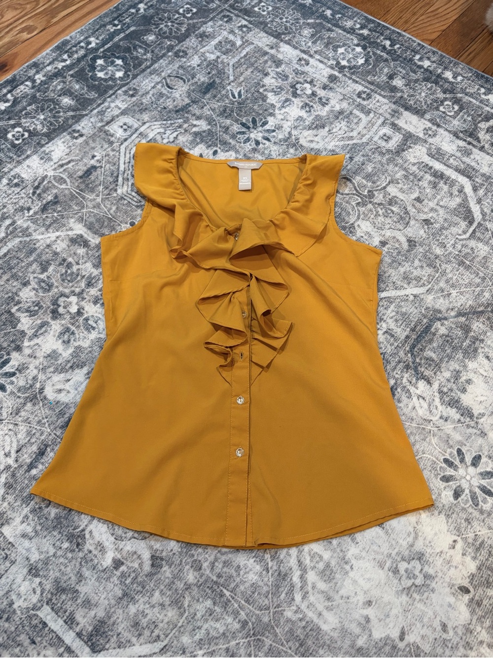 Banana Republic Mustard Yellow Ruffle Front Sleeveless Top